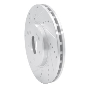 Chrysler Crossfire Brake Rotor (1) - Front Left - R1 Concepts - Drilled & Slotted - Silver - `96-`11